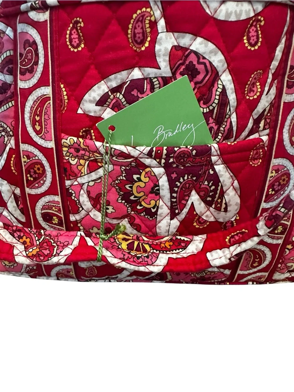 Vera Bradley Mandy Quilted Tote Bag Pink Red Rosy Posies Travel City Casual